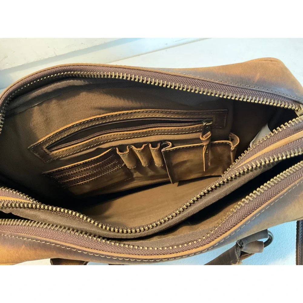 STS Ranchwear Messenger Bag Brown Leather Canvas Serape Laptop Briefcase Case